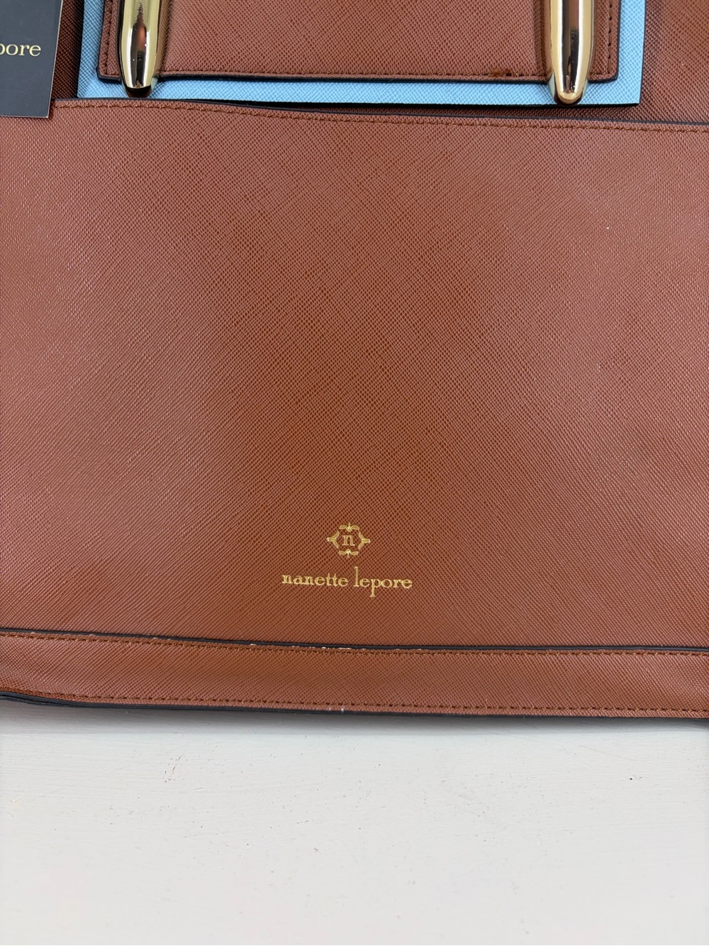 Nanette Lepore Brown Satchel with Light Blue Trim - Picture 3 of 11